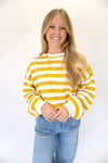 Women’s Mustard Yellow Striped Sweater - Anderson Ave boutique