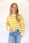 Women’s Mustard Yellow Striped Sweater - Anderson Ave boutique