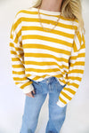 Women’s Mustard Yellow Striped Sweater - Anderson Ave boutique