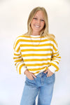 Women’s Mustard Yellow Striped Sweater - Anderson Ave boutique