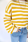 Women’s Mustard Yellow Striped Sweater - Anderson Ave boutique