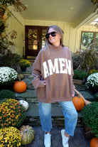 WWJD + AMEN Reversible Mock Neck Sweatshirt - Brown - Anderson Ave boutique